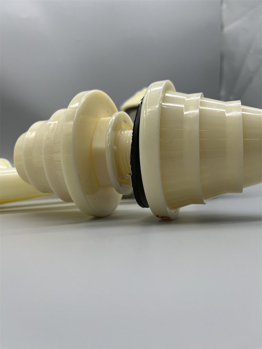 Close-up of stacked ABS filter nozzles