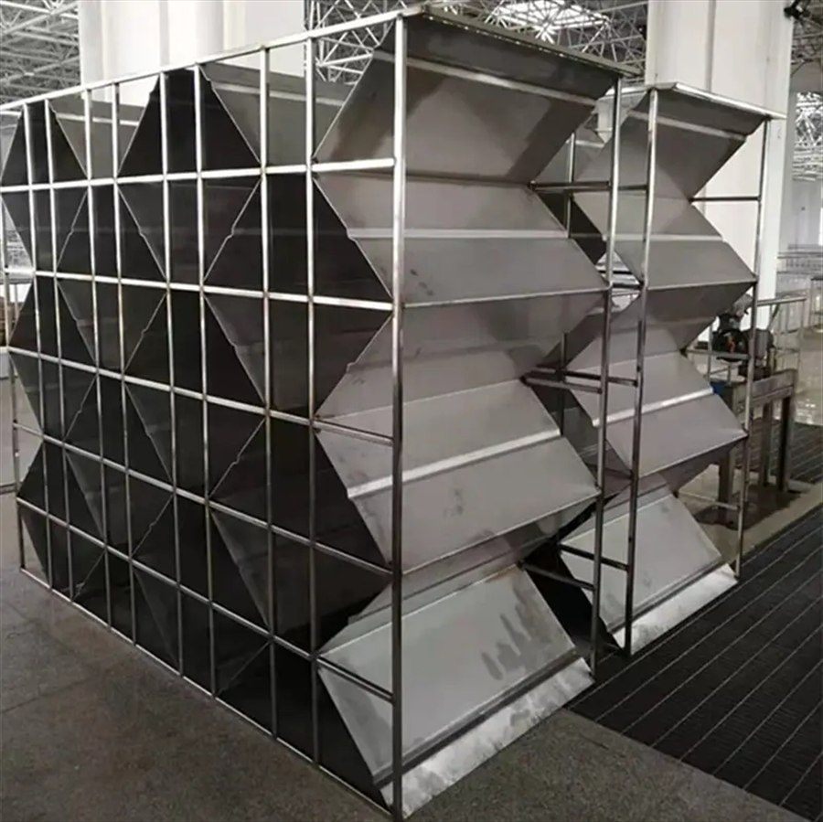 Large stainless steel flocculation baffle box