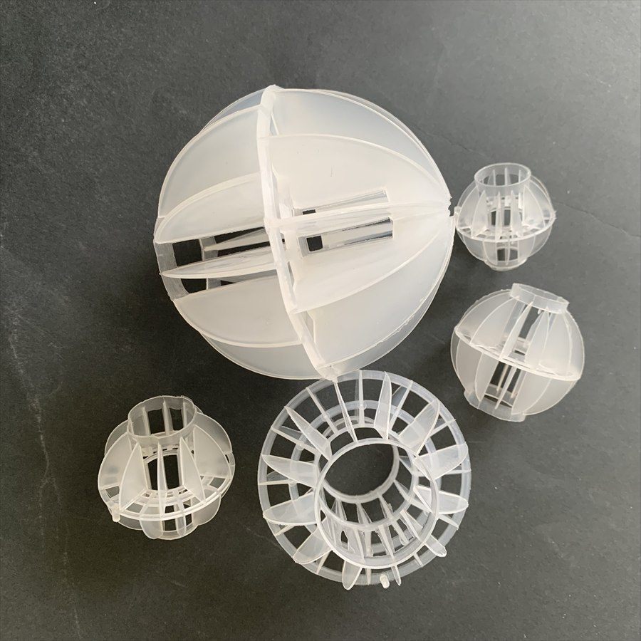 Multi-faceted hollow ball components laid out