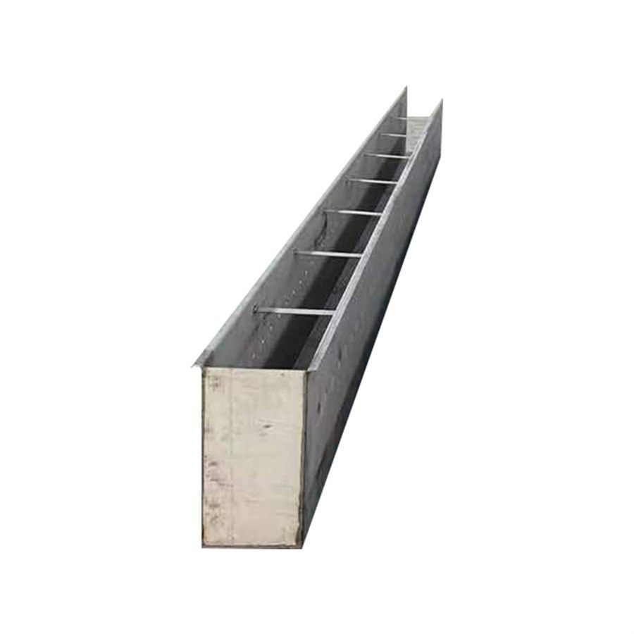 Stainless steel collection trough product view showing the weir crest and end plate