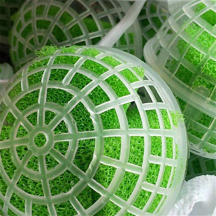 Suspended ball media with green sponge carrier