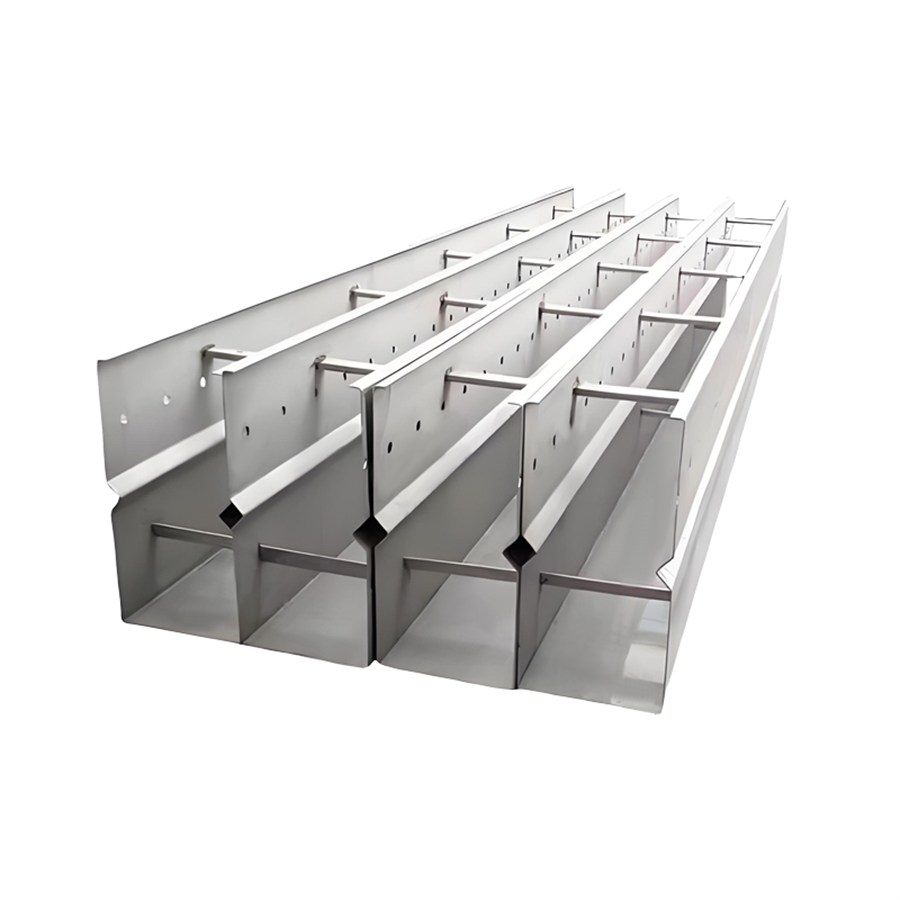 Stainless steel collection troughs with V-notch weir crests